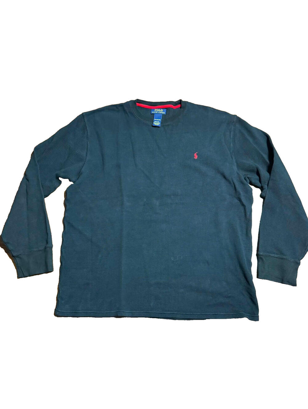 Polo Ralph Lauren Mens 2XL Black Thermal Waffle Crewneck Long Sleeve Shirt Pony